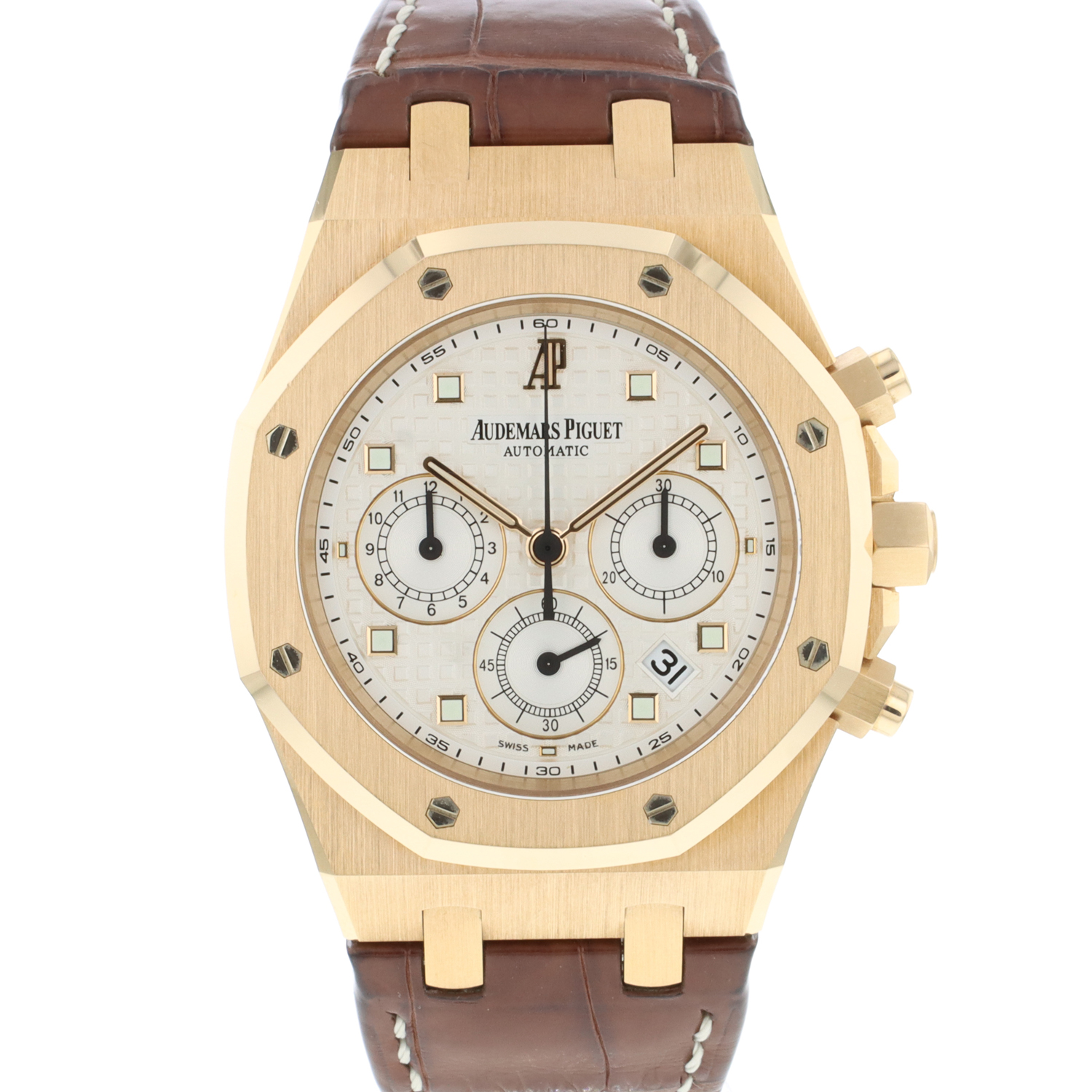 Royal Oak Chronograph Rose Gold White Dial - Audemars Piguet 