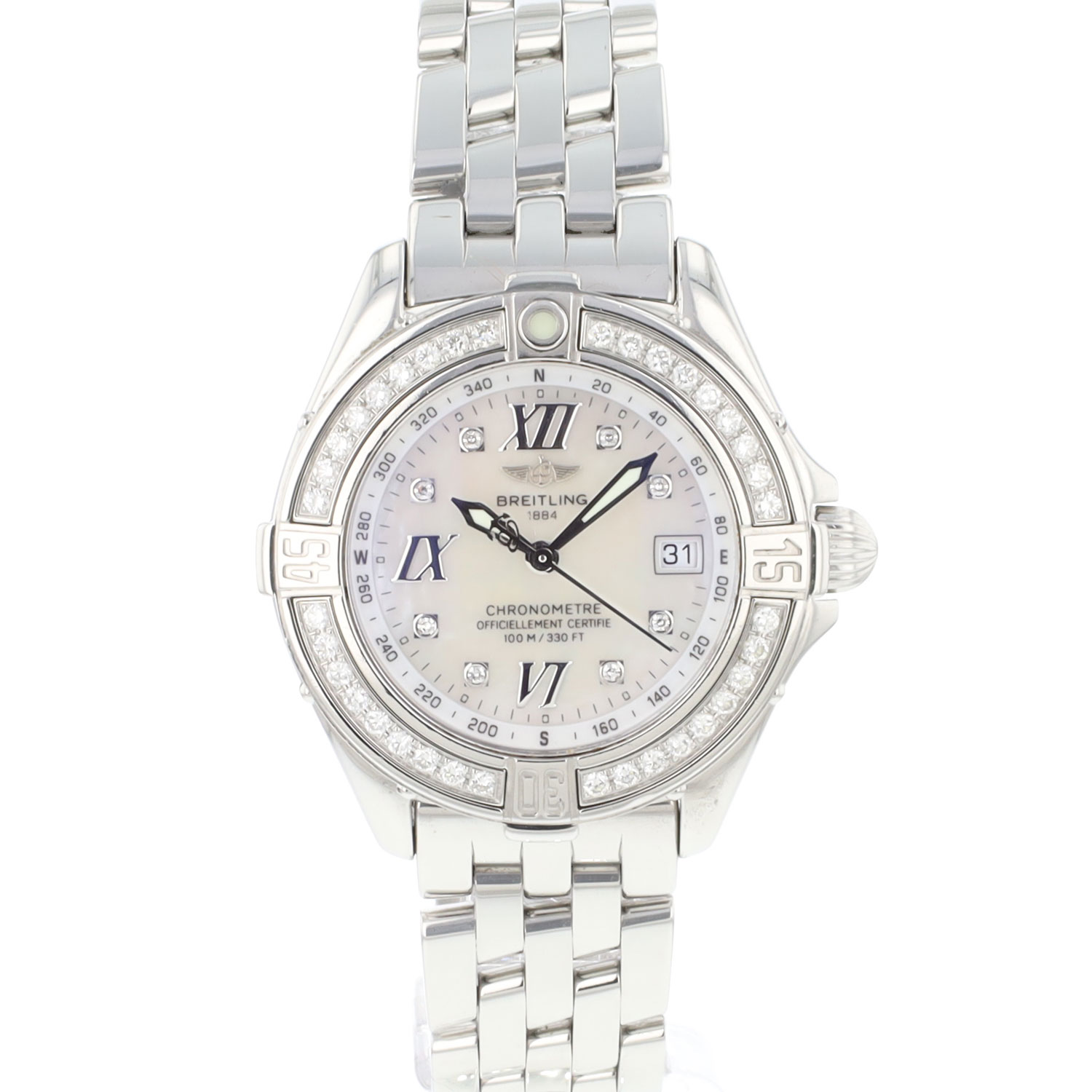 B Class Lady Steel MoP Diamond Dial Breitling Sold watches