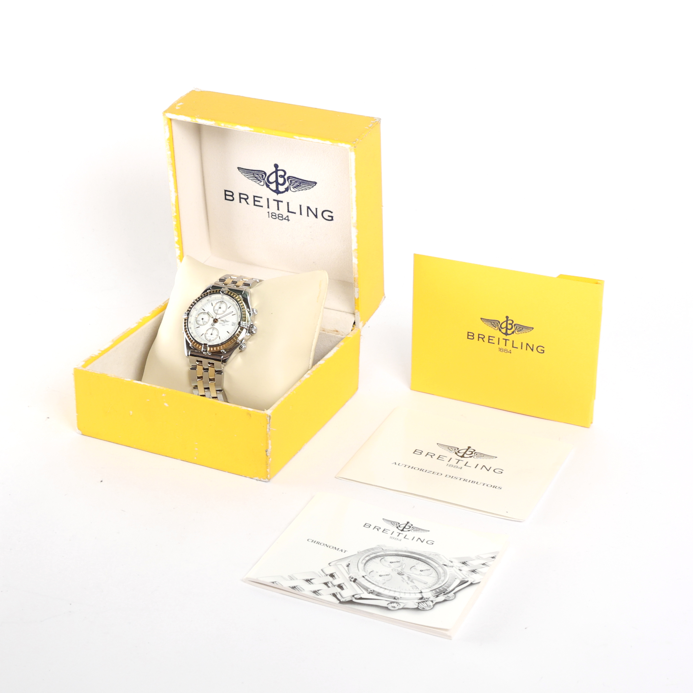 Chronomat 39MM Gold Steel White Dial