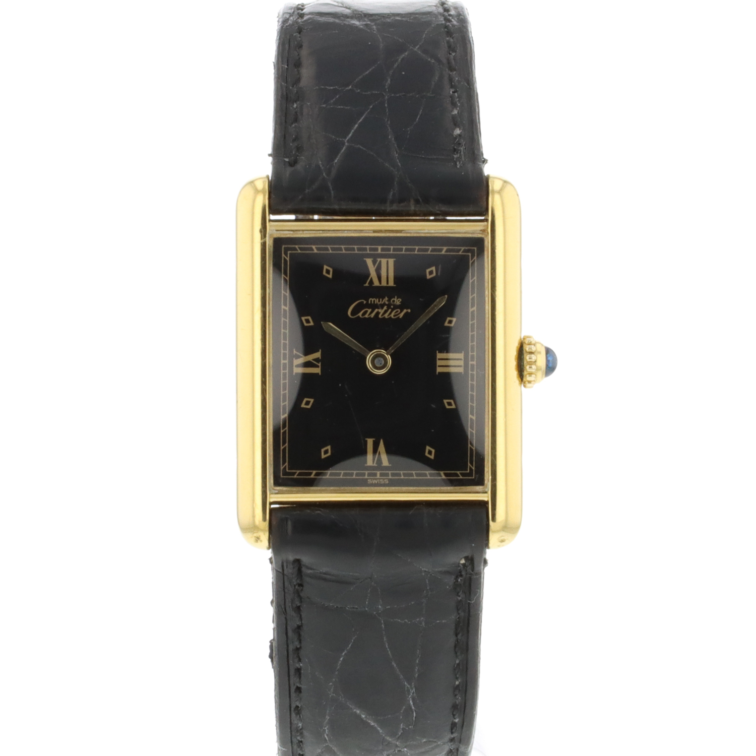 Tank Must Vermeil Black Dial Folding Clasp - Cartier - Verkaufte 