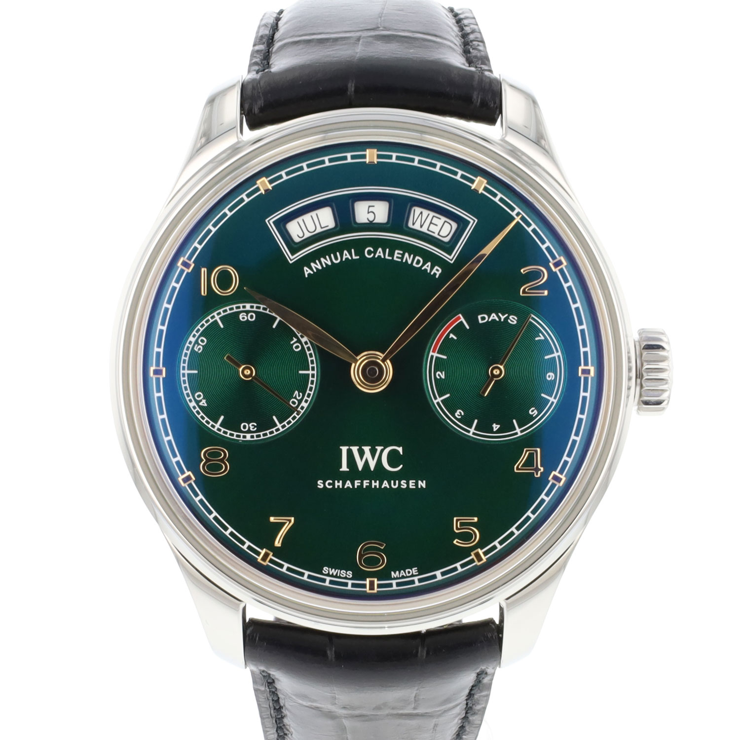 Portuguese Annual Calendar Green Dial NEW IWC Sold watches Juwelier Burger