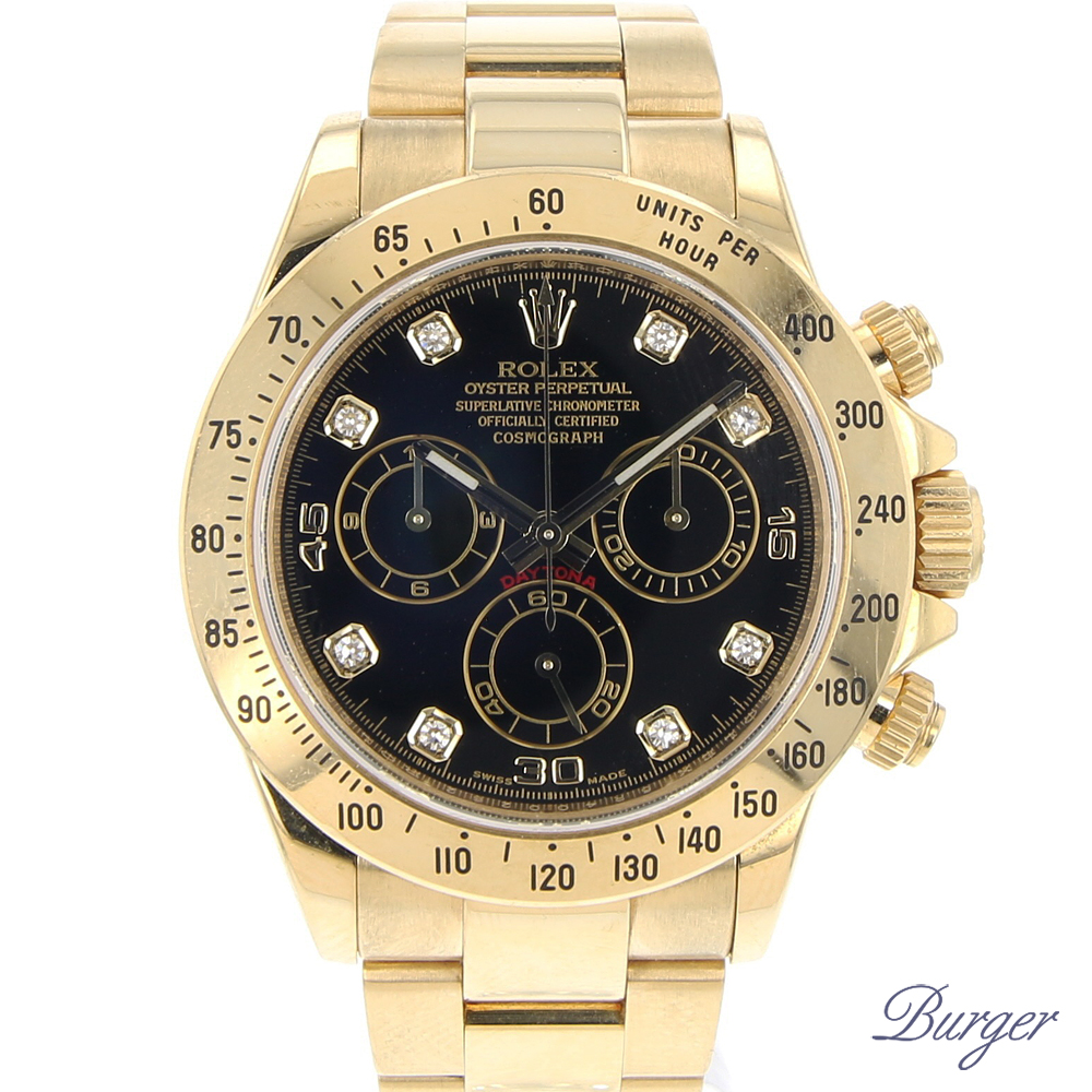 Daytona Yellow Gold Diamonds Rolex Sold watches Juwelier Burger