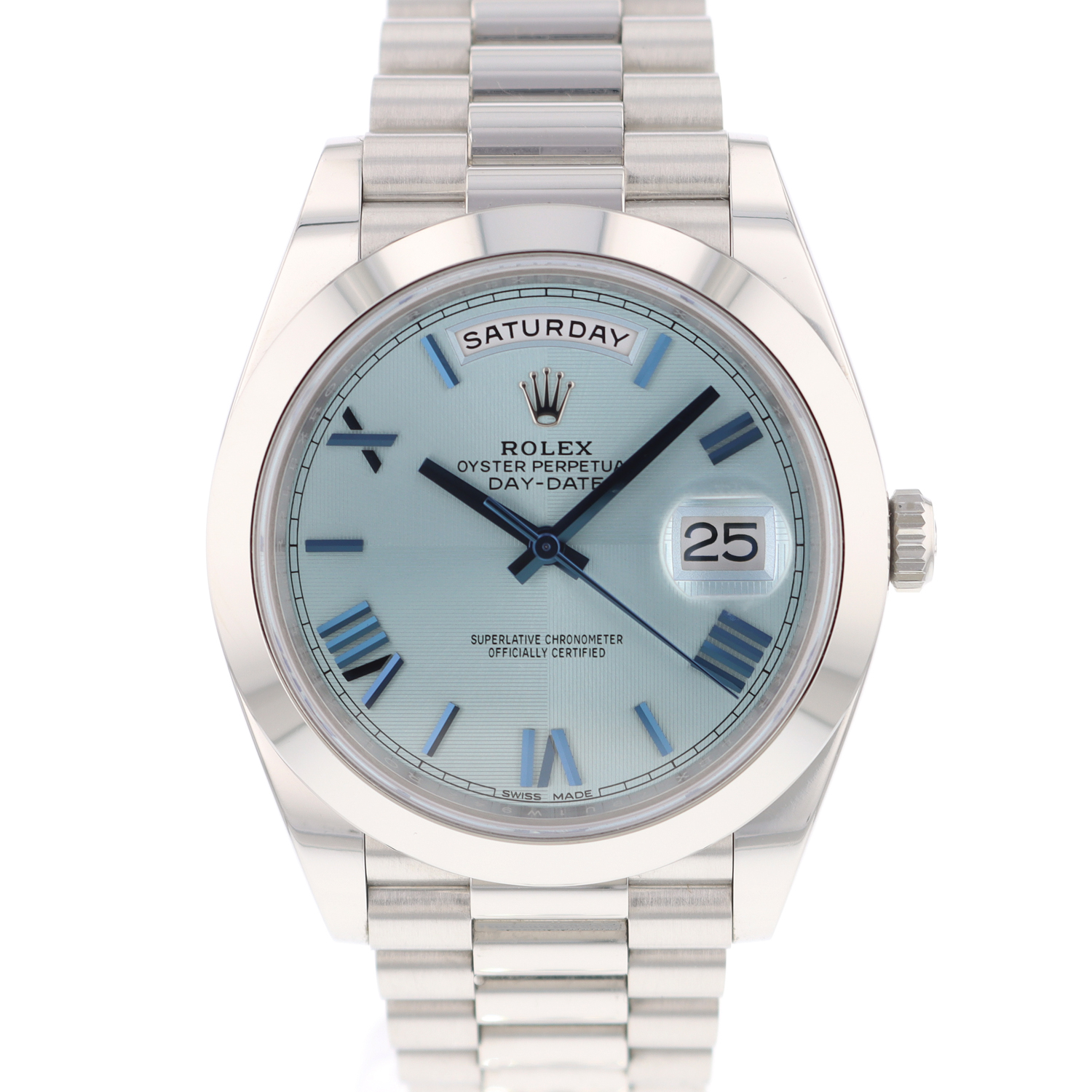 Day Date 40 Platinum Ice Blue Roman Dial