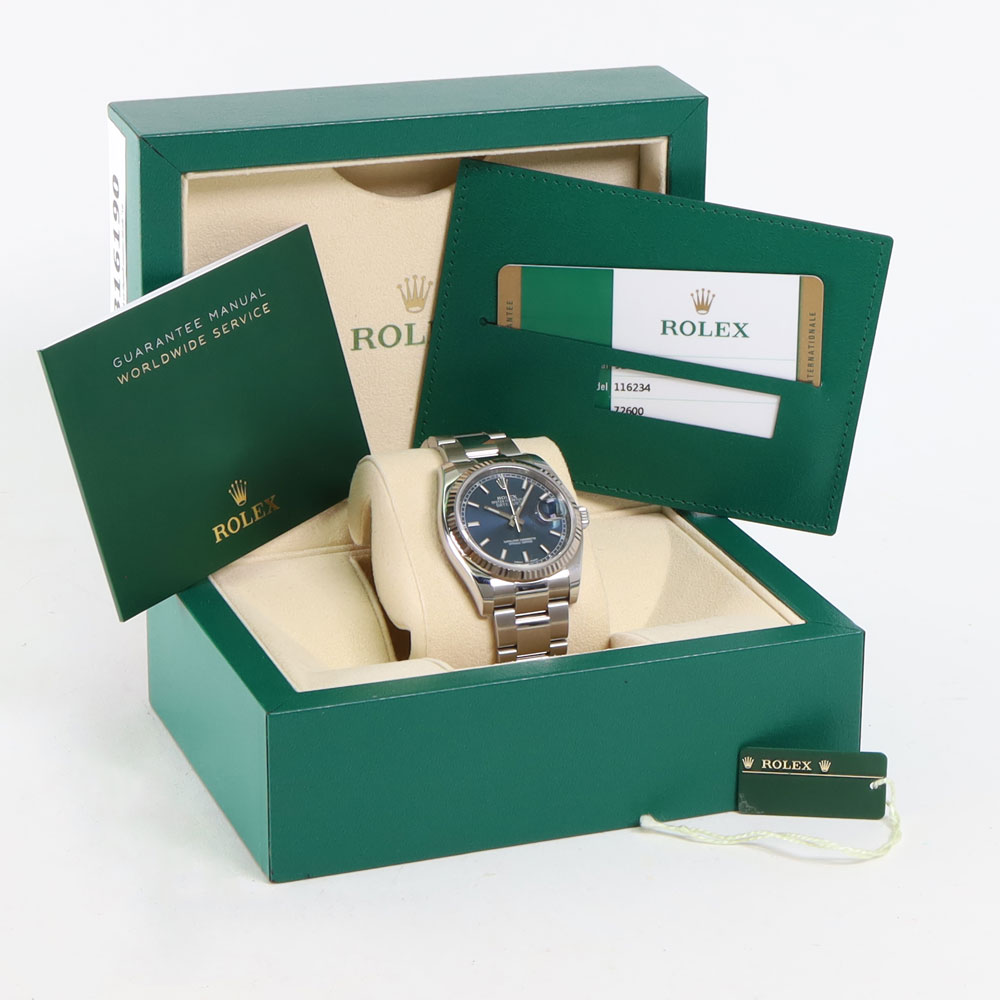 Datejust 36 Fluted Blue Dial Rolex Verkaufte Uhren Juwelier