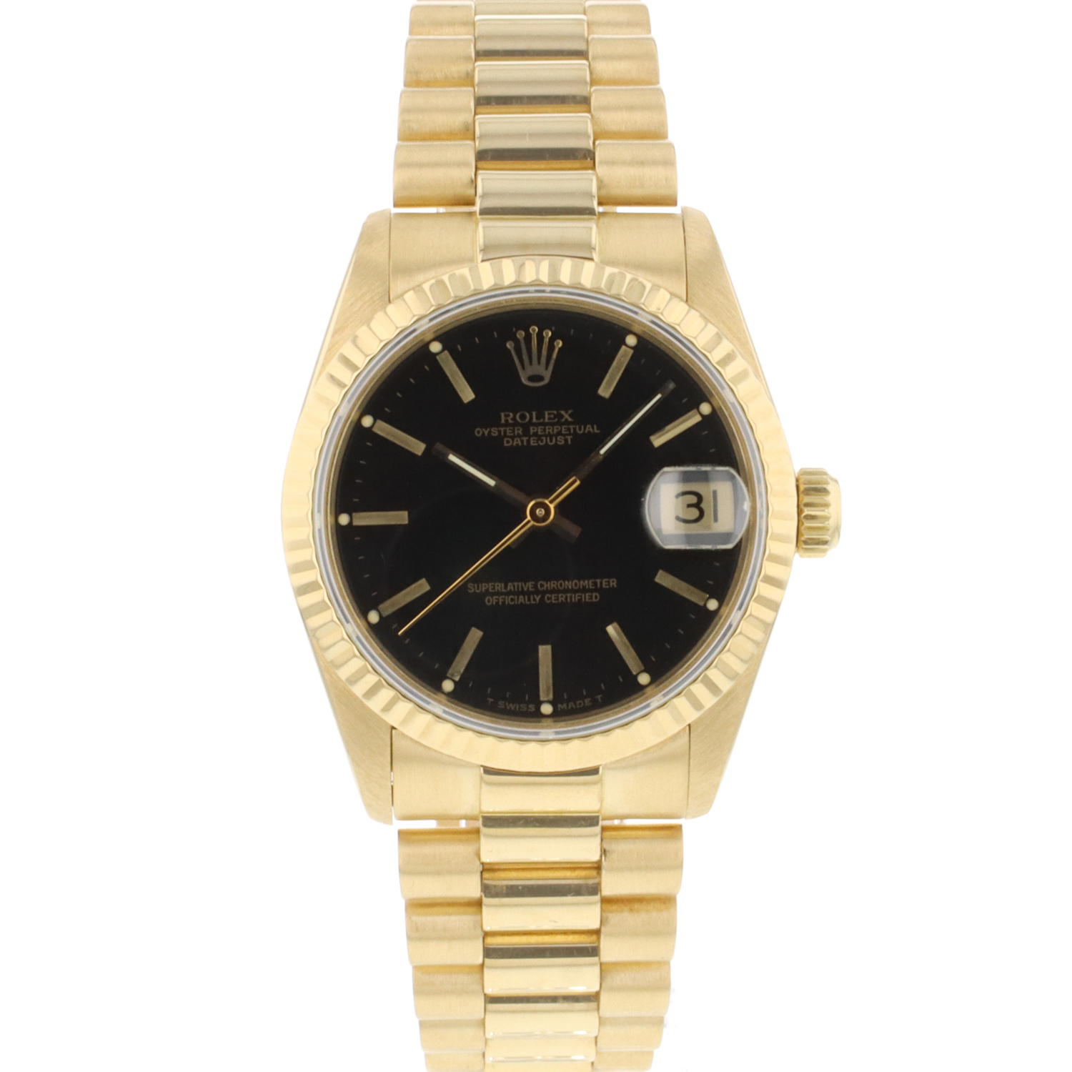 Datejust gold black best sale dial