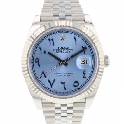 Datejust 41 Jubilee Fluted Arabic Ice Blue Dial NEW 2022 Rolex