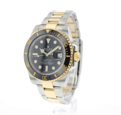 C Submariner Date Gold Steel Black Dial Rolex Verkochte