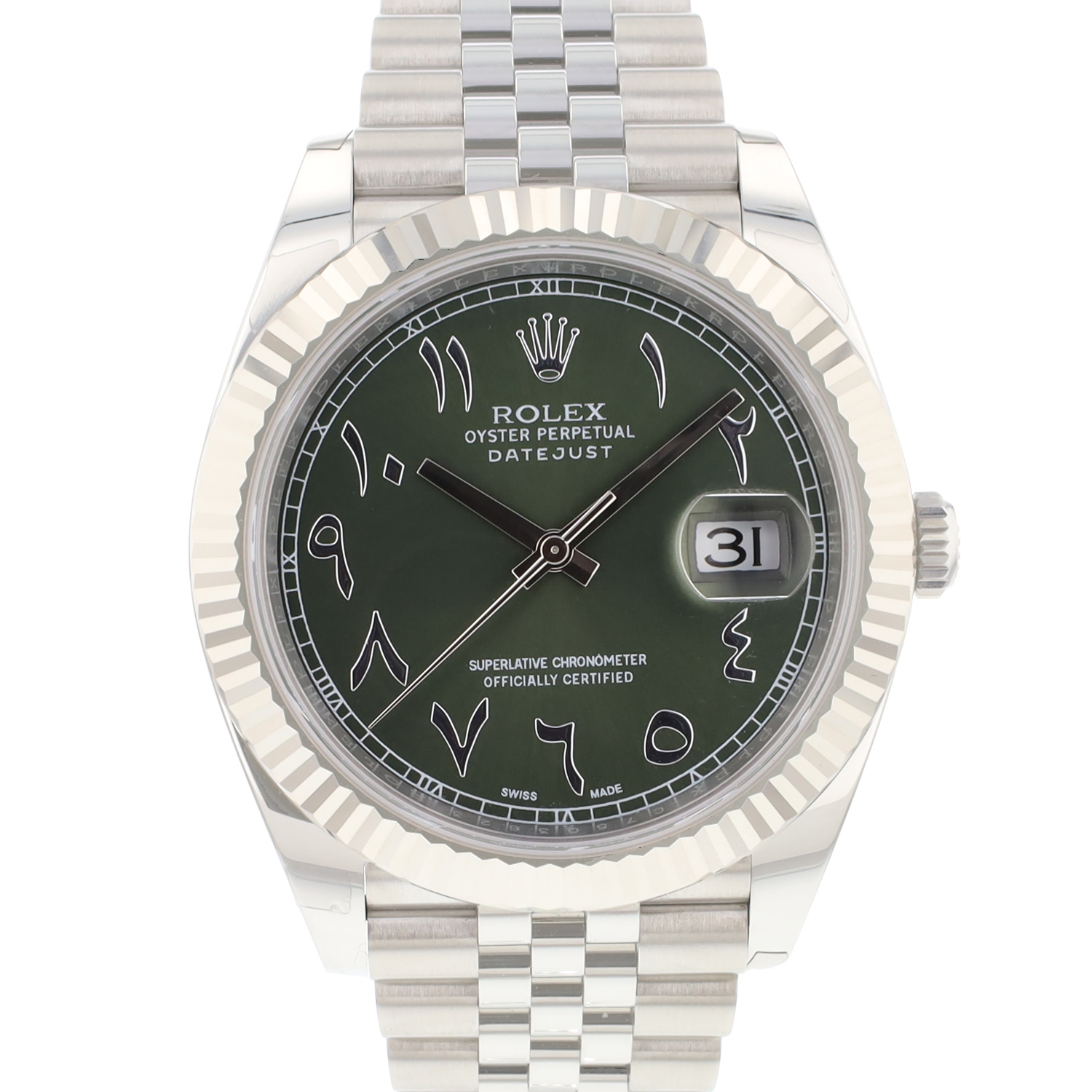 Datejust 41 Jubilee Fluted Arabic Green Dial NEW 2022 Rolex Sold watches Juwelier Burger