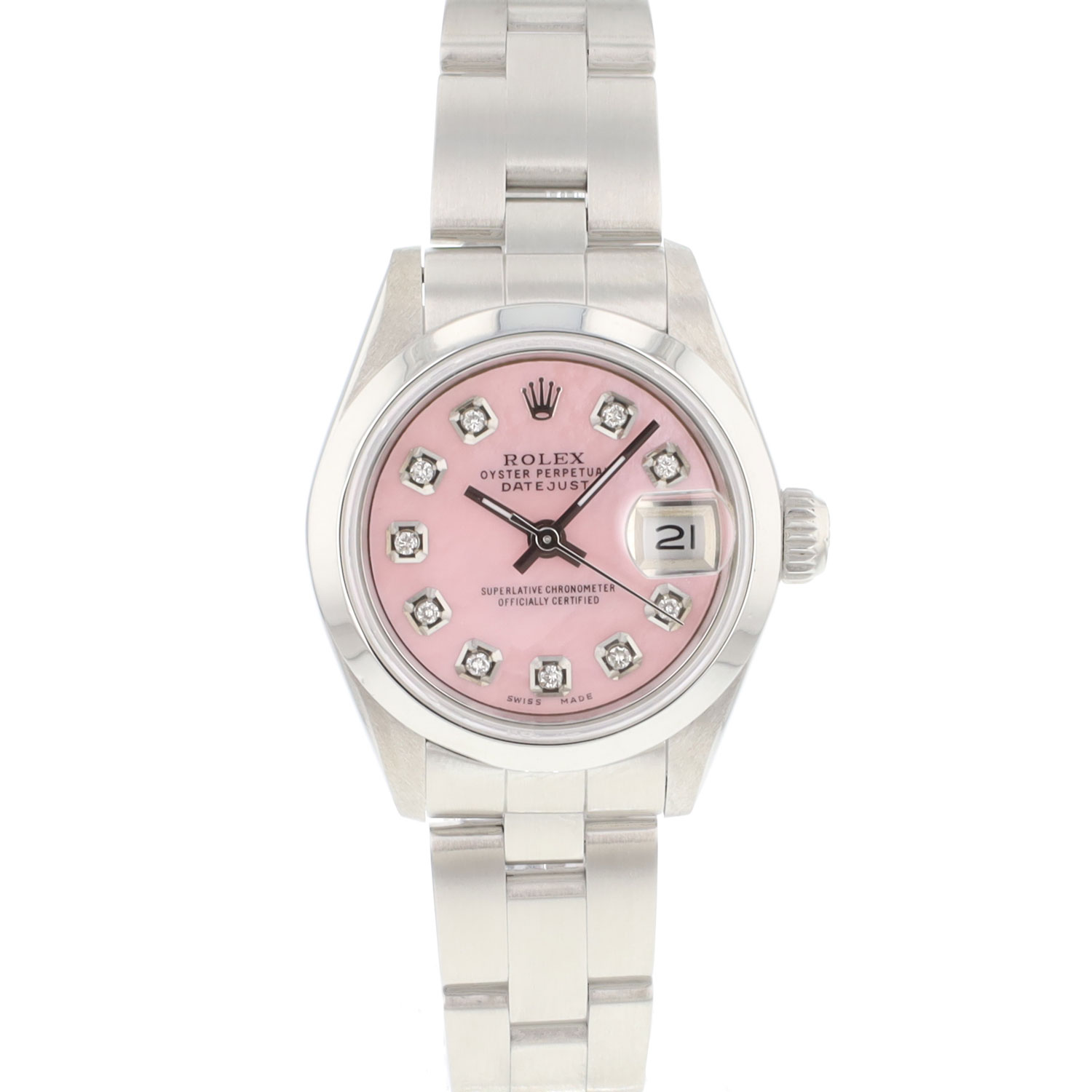 ladies datejust pink face