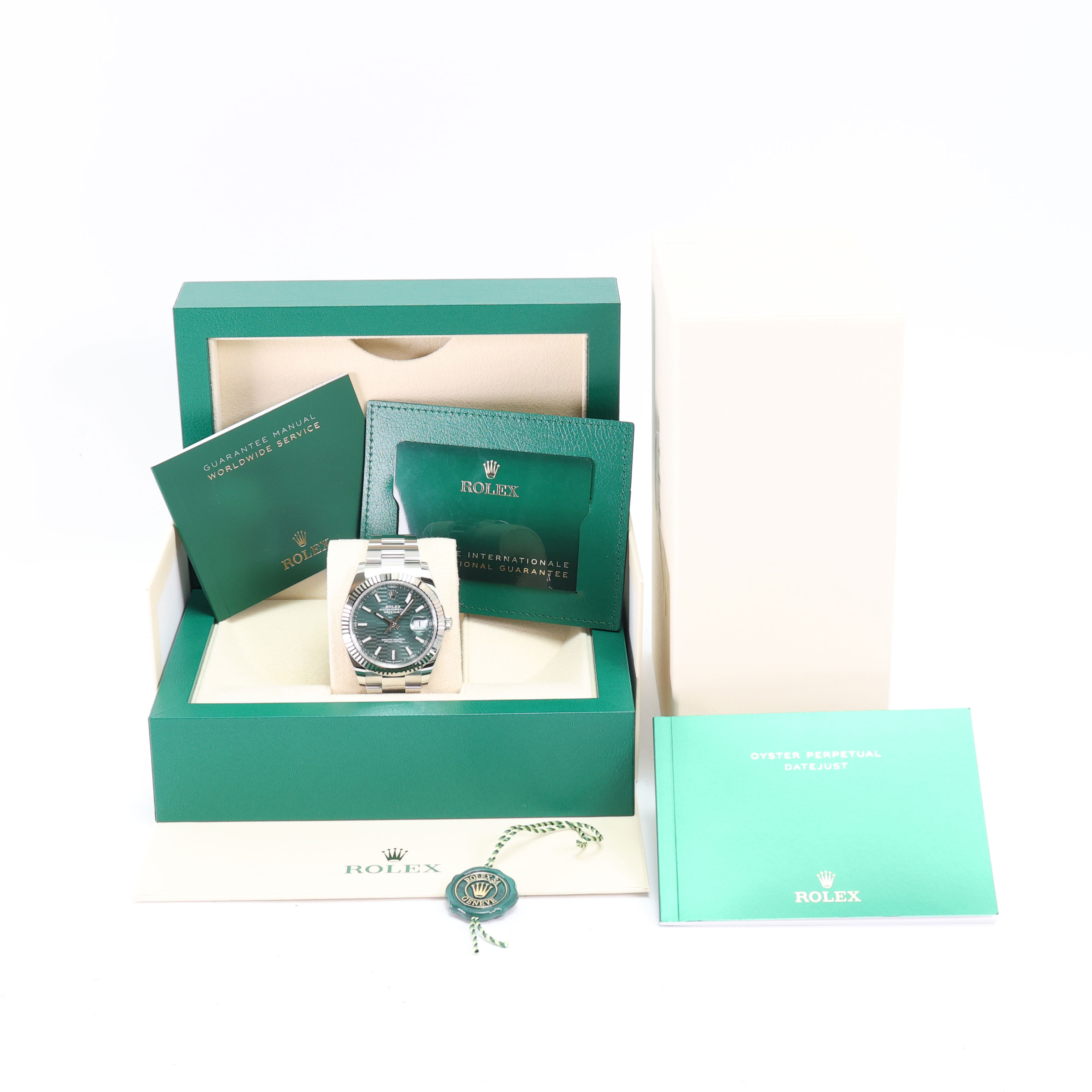 Datejust 41 Fluted Mint Green Motif Dial NEW 