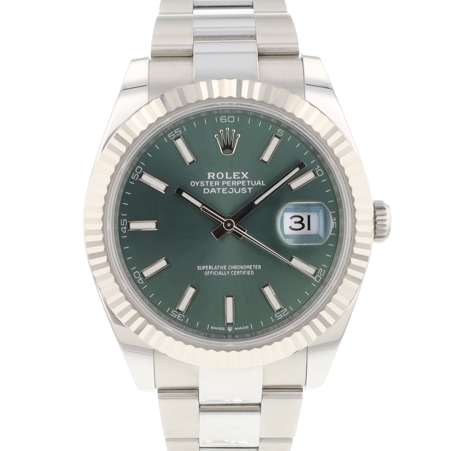 Datejust 41 Fluted Oyster Mint Green Dial NEW - Rolex - Luxusuhren 