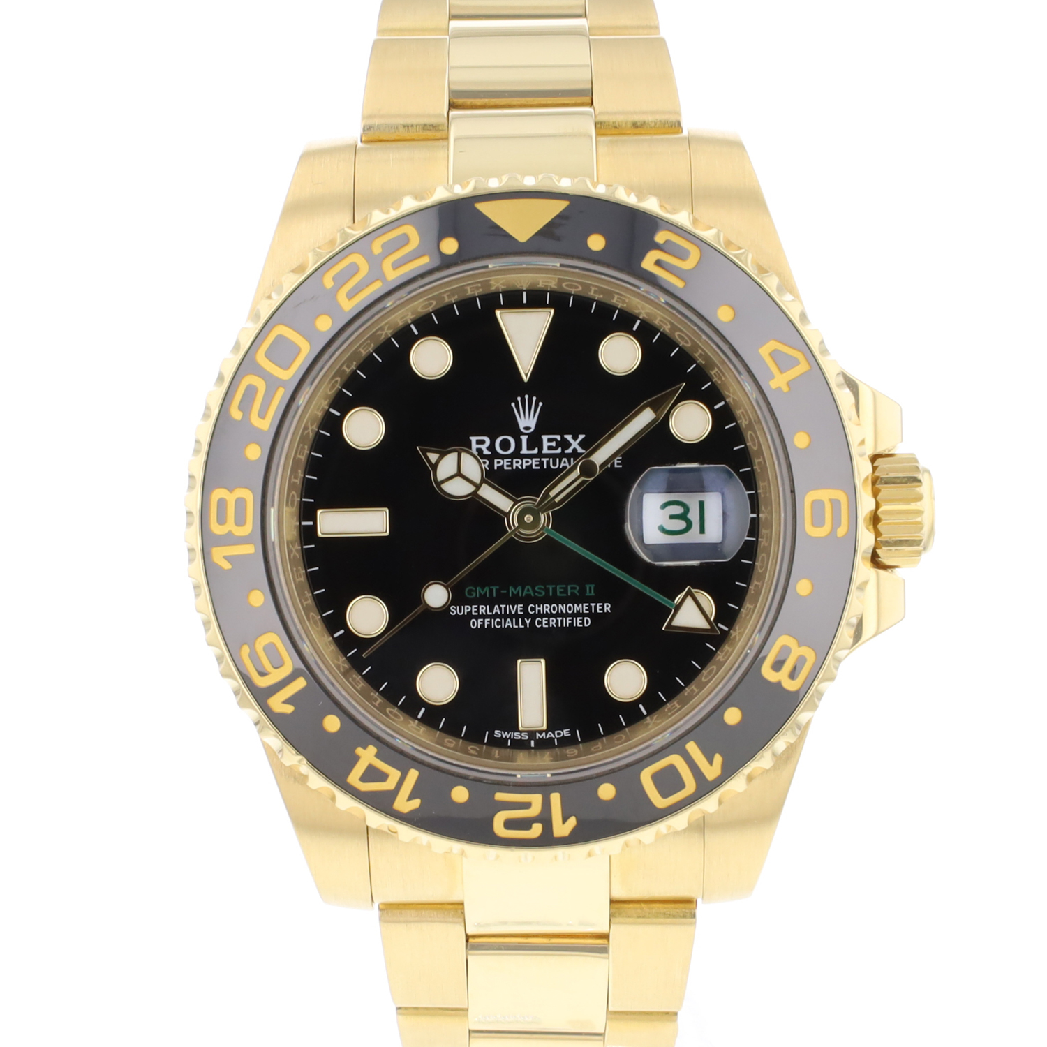 GMT Master II Yellow Gold Black Dial 116718LN Rolex Exclusieve horloges Juwelier Burger