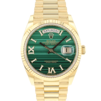 Day-Date 36 Yellow Gold Green Malachite Diamond Dial 99,9% NEW