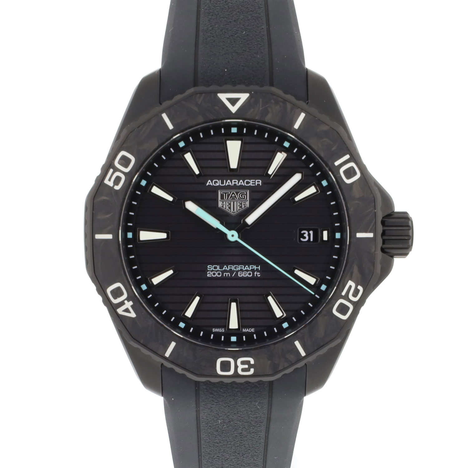 Tag Heuer Aquaracer Professional 200 Solargraph Quartz Black Dial Silver Steel Strap Watch for Men - WBP1114.BA0000
